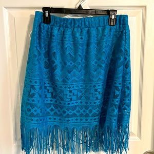Cedar Rose  Turquoise fringe skirt - NWT